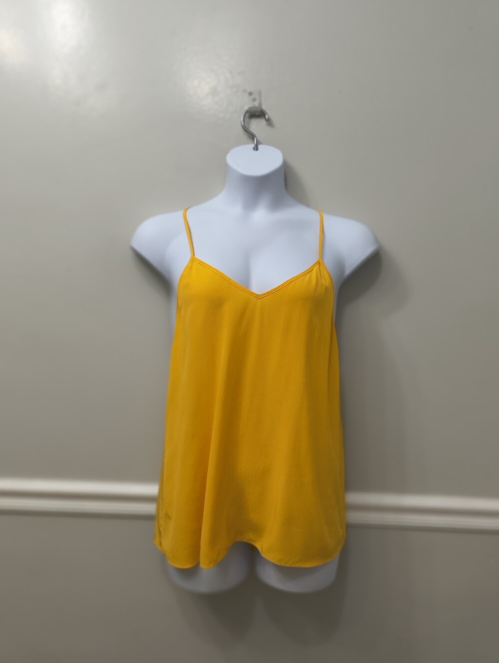 Moda International Silk Sleeveless Racerback Yellow M Tunic  Top Y2K Coquette